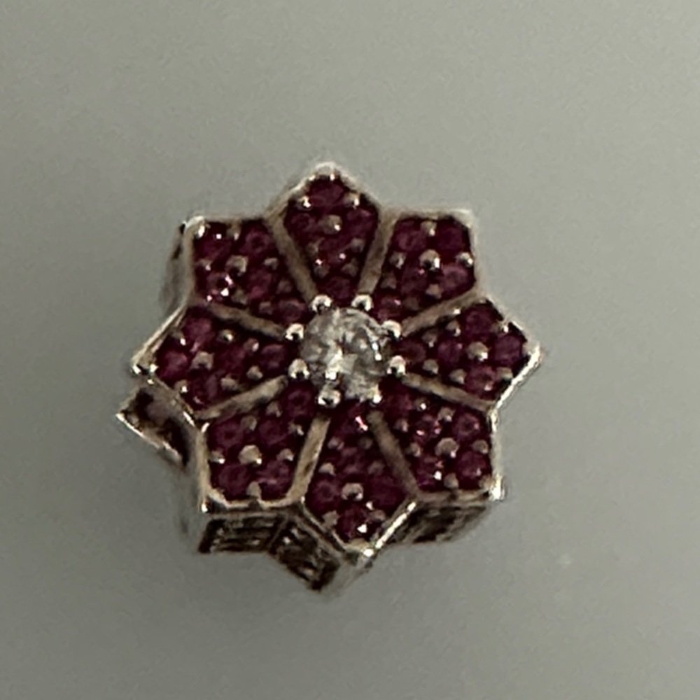 Pandora Red Crystals and Silver Floral charm